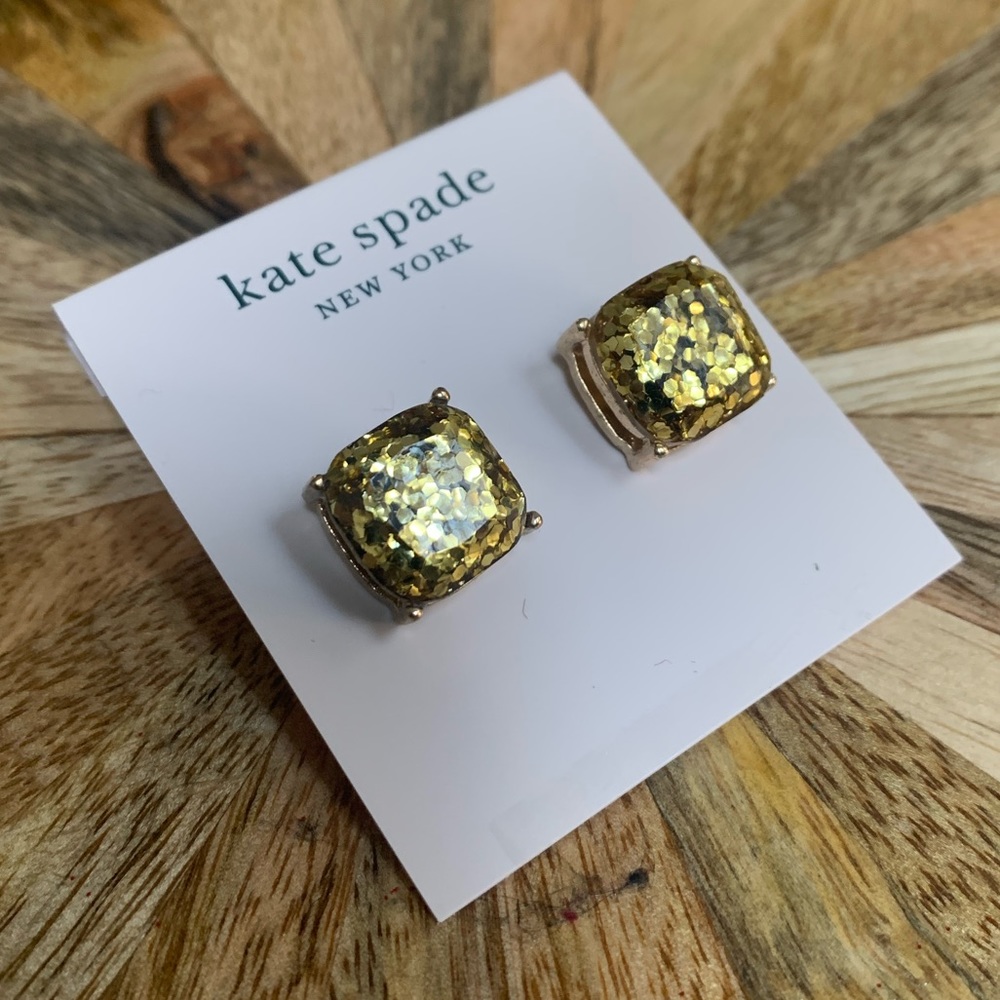 Kate Spade Gold Glitter Square Studs